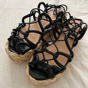 New With Box Paloma Barcelo woven platform tie up sandals 38 / 8